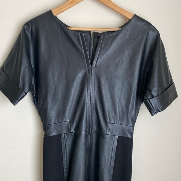 French Connection - Black Leather dress size 2 - Picture 1 of 8